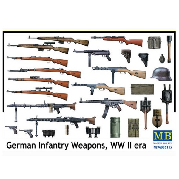 Accessoires militaires 2ème Guerre mondiale : Set armes et matériel d'infanterie allemande - Masterbox-MB35115