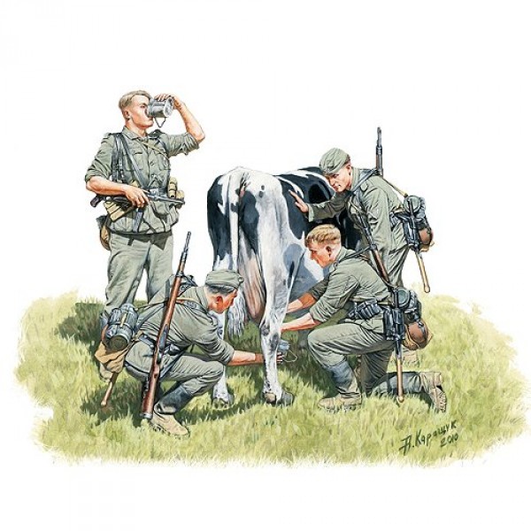 Figurines 2ème Guerre Mondiale : Collecte de lait : Front Ouest 1940 - Masterbox-MB3565