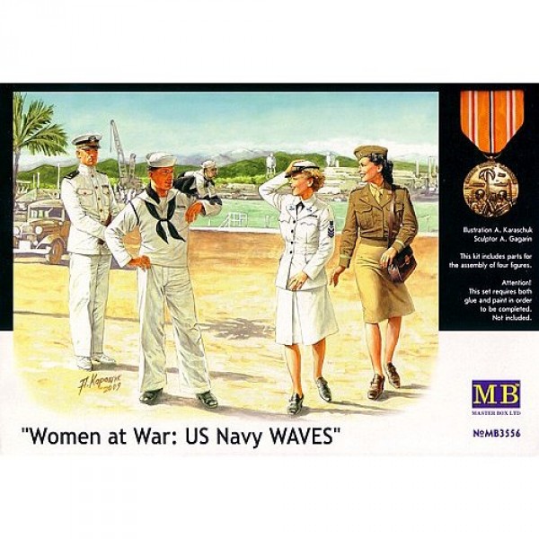Figurines 2ème Guerre Mondiale : Femmes au combat : US Navy Waves  - Masterbox-MB3556