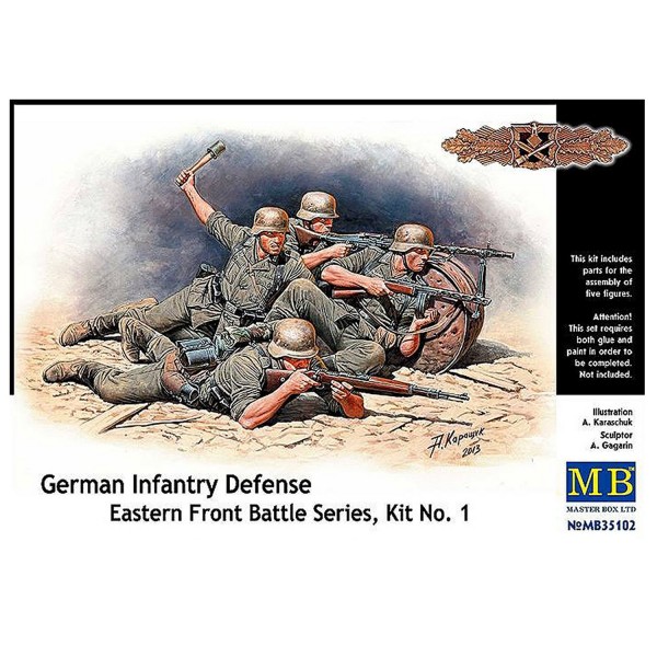Figurines 2ème Guerre Mondiale : Infanterie allemande en défense - Masterbox-MB35102