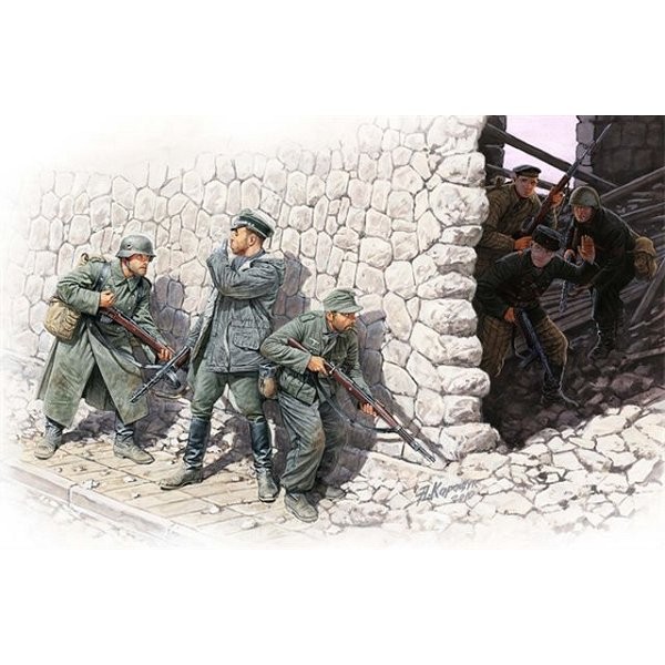 Figurines 2ème Guerre Mondiale : Rencontre fortuite : Gebirgsjäger allemands et marins soviétiques : - Masterbox-MB3571