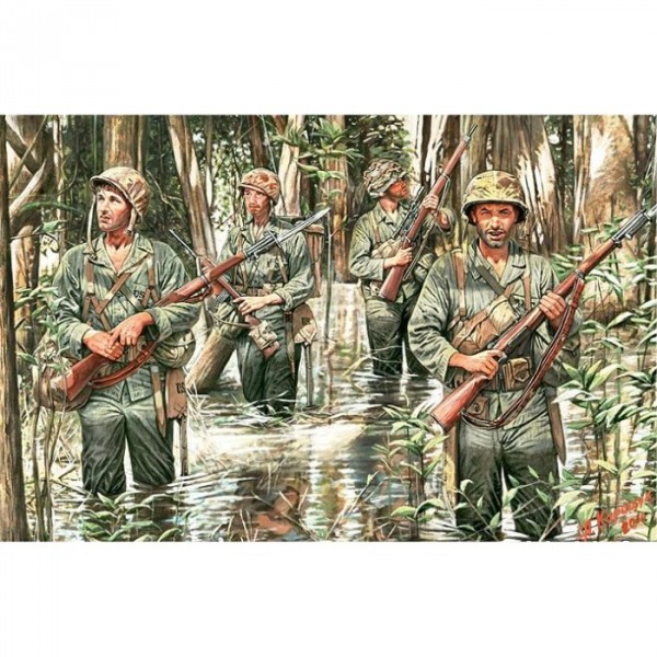 Figurines 2ème Guerre Mondiale : US Marines à Guadalcanal 1942 - Masterbox-MB3589