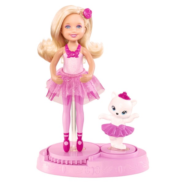 Barbie : Mini poupée danseuse : Chelsea et son chat en tutu rose - Mattel-X8816-X8817