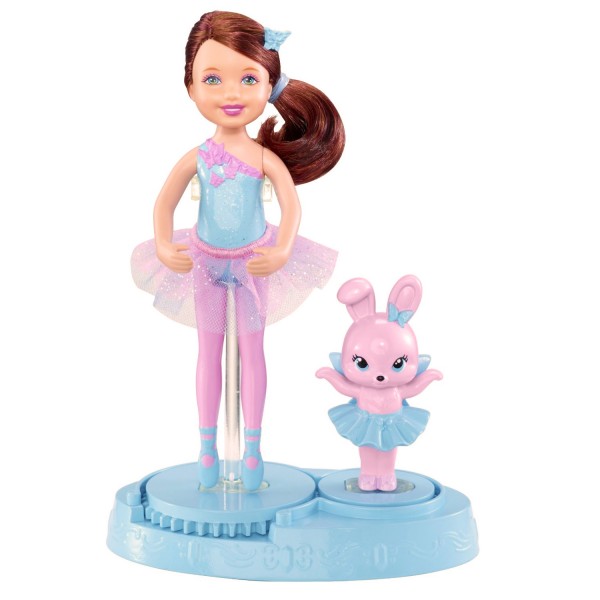 Barbie : Mini poupée danseuse : Chelsea et son lapin en tutu bleu - Mattel-X8816-X8819