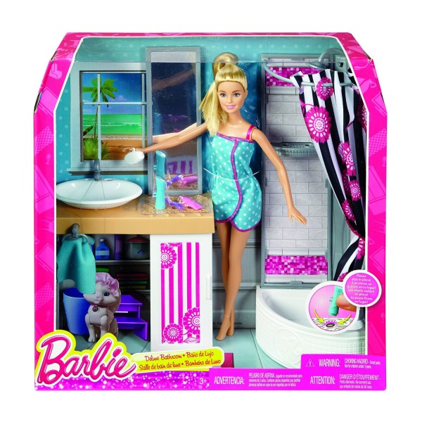 Barbie : Salle de bain deluxe - Mattel-CFB61