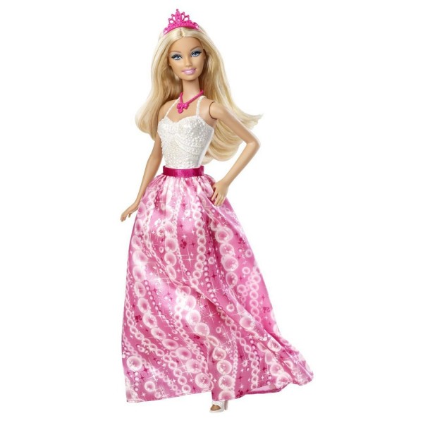 Barbie Princesse Féérique : Bustier argenté et jupe rose - Mattel-R6390-X9439