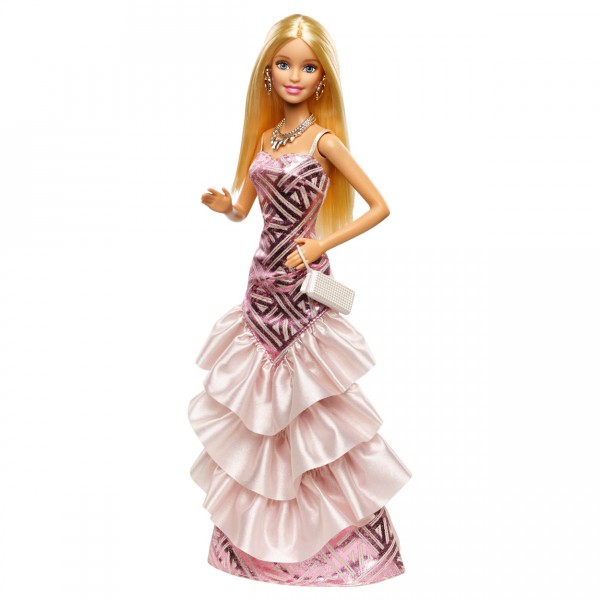 Poupée Barbie : Amies mode : Robe rose à strass - Mattel-BFW16-CHH06