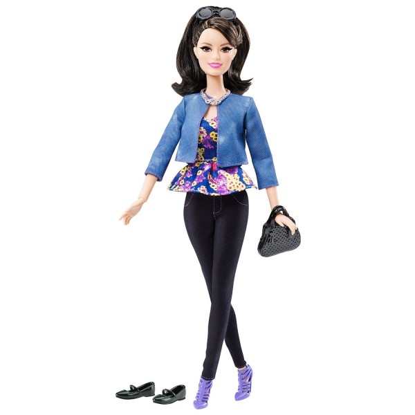 Poupée Barbie : Amies Mode Luxe : Raquelle gilet bleu jean noir - Mattel-BLR55-DHD87