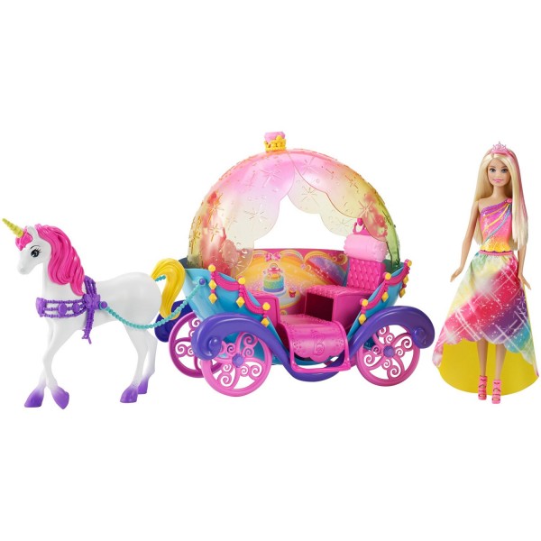 Poupée Barbie et son carrosse arc-en-ciel - Mattel-DPY38