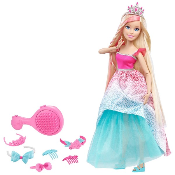 Poupée Barbie : Grande princesse brune à coiffer - Mattel-DRJ31-DPK21