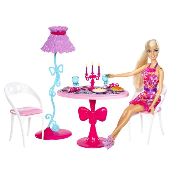 Poupée et mobilier de Barbie : La salle à manger - Mattel-Y1319-X7942