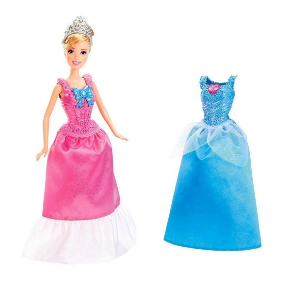 Poupée Princesses Disney : Princesse et robes à paillettes : Cendrillon - Mattel-X9357-X9358