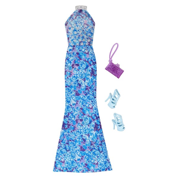 Vêtements pour poupée Barbie : Tenue de soirée : Robe de soirée bleue et violette - Mattel-CFX92-CLR30