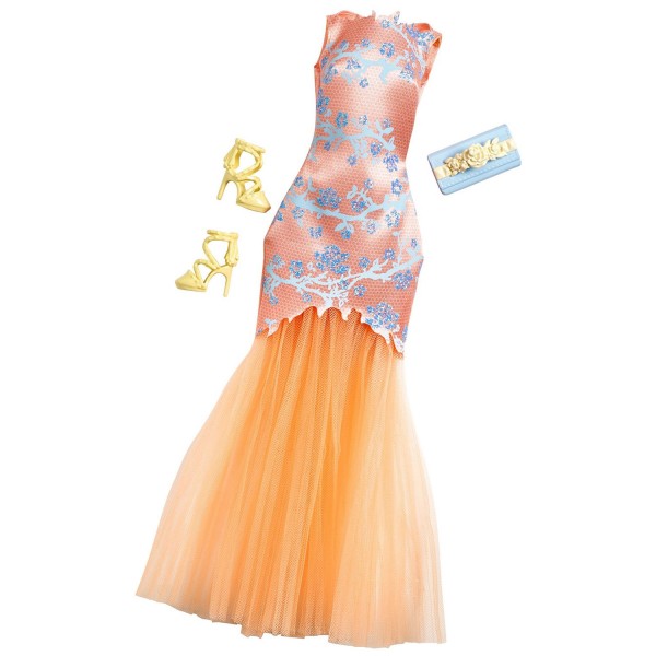 Vêtements pour poupée Barbie : Tenue de soirée : Robe orange - Mattel-CFX92-CFX97