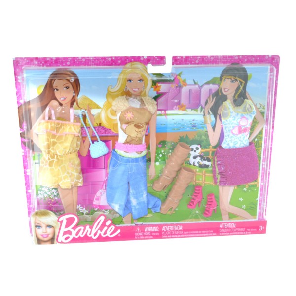 Vêtements pour poupée Barbie 3 Tenues de loisirs Fashionistas : Pour un safari - Mattel-N8322-Y7097