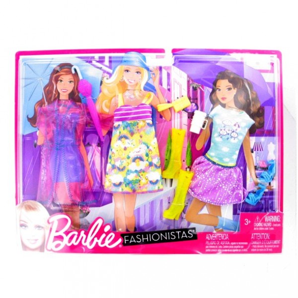 Vêtements pour poupée Barbie 3 Tenues de loisirs Fashionistas : Shopping sous la pluie - Mattel-N8322-X2234