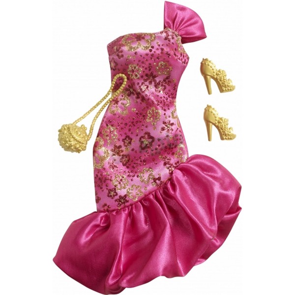 Vêtements pour poupée Barbie Fashionistas : Robe de soirée rose et or - Mattel-N8328-X7847