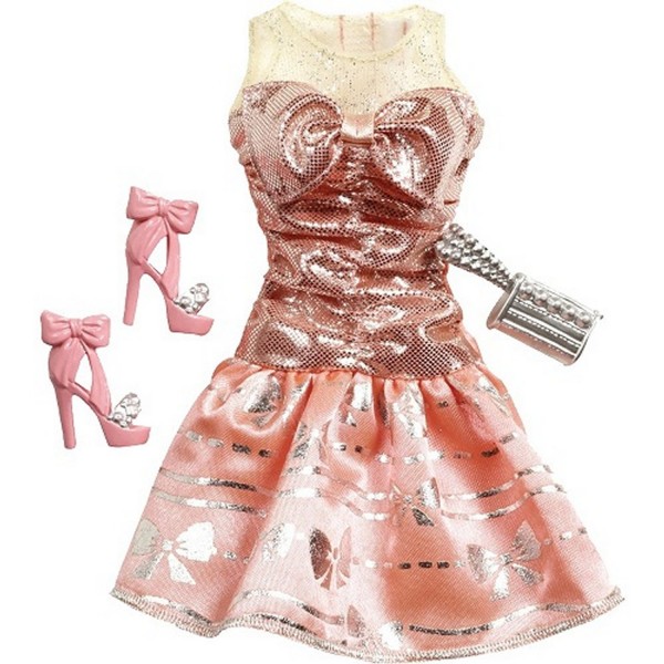 Vêtements pour poupée Barbie Fashionistas : Robe de soirée saumon avec noeud - Mattel-N8328-X7849