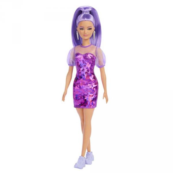 Poupée Barbie : Barbie Fashionista : Robe Violette - Mattel-HBV12