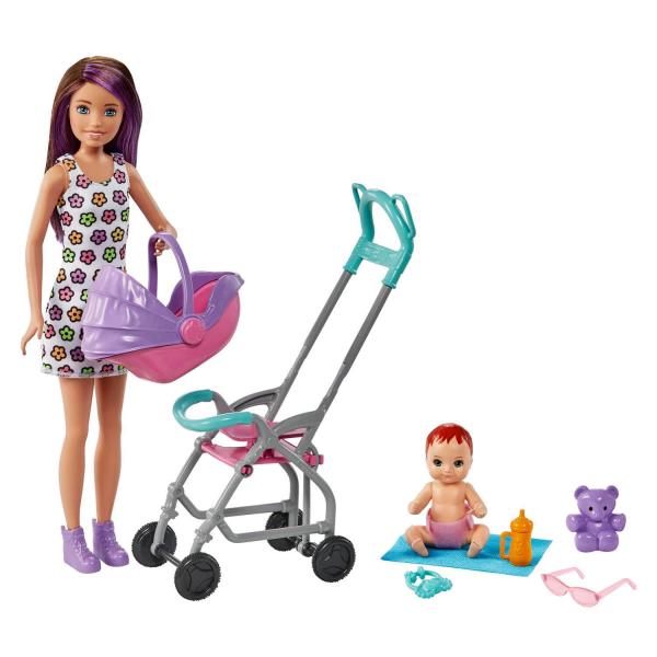 Coffret Barbie Skipper Balade en poussette - Mattel-GXT34