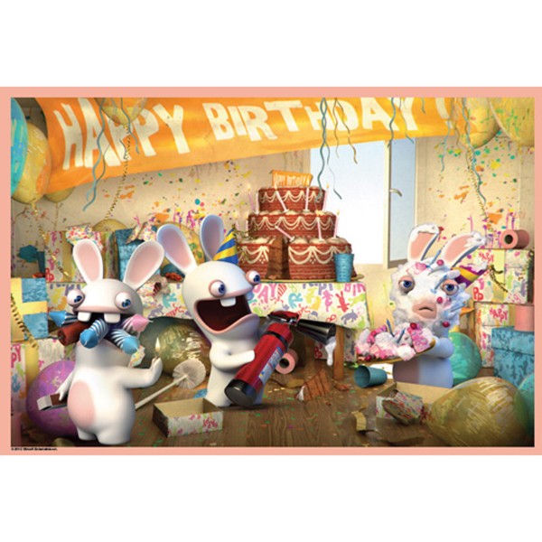 Puzzle 500 pièces : Lapins crétins, Happy Birthday - MB-A2969-A2970