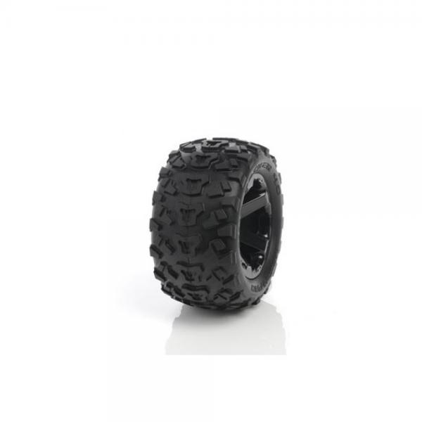Tyre set pre-mounted "Mud rocker 4.0", Black rims 17mm Hex, fits SUMMIT, REVO Medial Pro - MPR-MP-5815