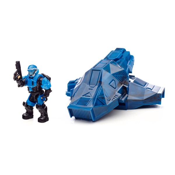 Megabloks Halo : Capsule d'atterrissage avec figurine métallique : ODST Cobalt - Megabloks-CNC85-97354