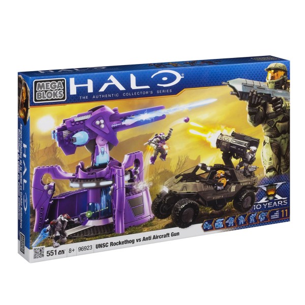 Véhicule et figurines à assembler : Halo Wars : Rockethog CNSU VS canon aérien Covenant - MegaBrands-96923