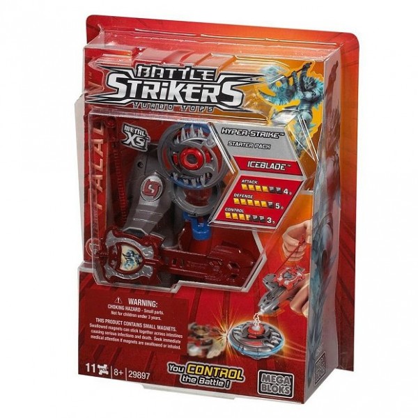 Toupie avec lanceur et commande magnétique : Battle Strikers : Iceblade - Megabloks-29890-29897