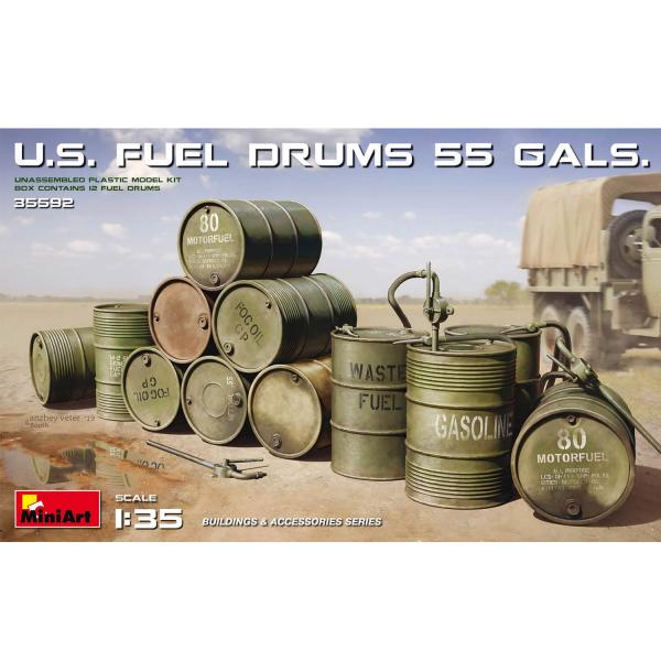 Accessoires de dioramas : Fûts de carburant US 55 gallons - MiniArt-35592