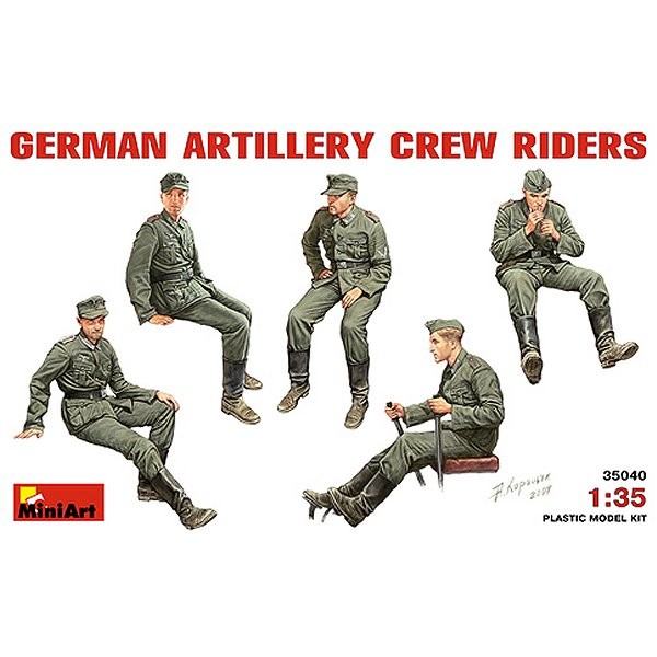 Figurines 2ème Guerre Mondiale : Artilleurs allemands en position assise ou de conduite - MiniArt-35040