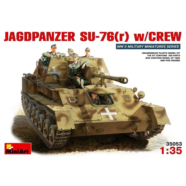 Maquette Char : JagdPanzer SU-76r avec figurines artilleurs - MiniArt-35053