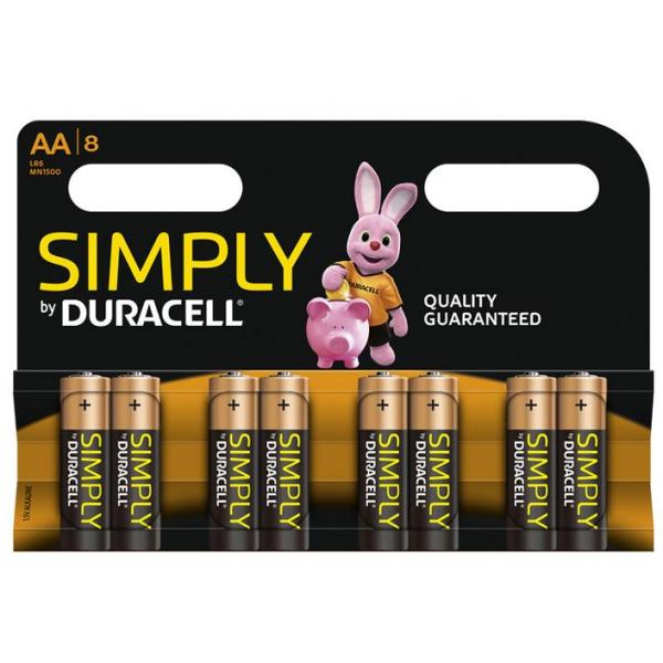 Pack de 8 piles Duracell Simply MN1500/LR6 Mignon AA Duracell - 13477