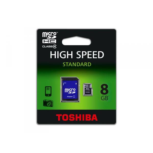 MicroSDHC 8GB Toshiba CL4 Highspeed avec 1 Adaptateur - Blister - 11957