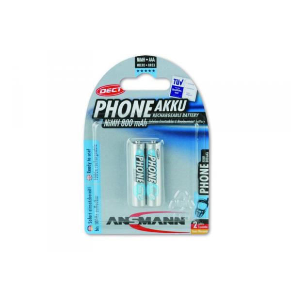 Pack de 2 pile rechargeable PHONE DECT AAA Micro 800mAh Ansmann - MKT-10129