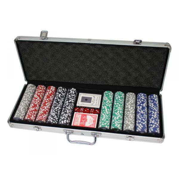 Jeu de poker Deluxe à 500 jetons marqués avec malette en alu - MKT-2655