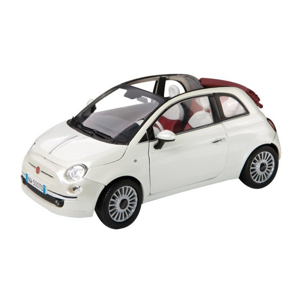 Modèle réduit : Voiture citadine 1/18 : Fiat 500 blanche - Mondo-50097-Blanc