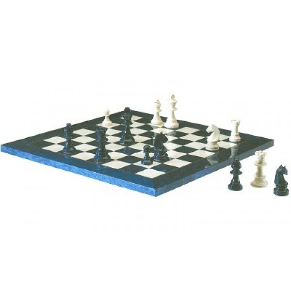 Echiquier verni et échecs - Bleu beige - morize-ch1253-3b
