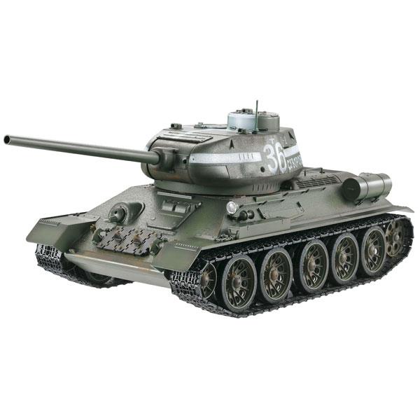 CHAR RC2.4GHZ 1/16 RUSSE T34-85 METAL + (BRUIT/FUMEE) 360° TAIGEN - TG3909-B