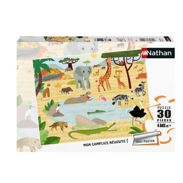 Puzzle 30 pièces : Les animaux de la savane - Nathan-Ravensburger-86383