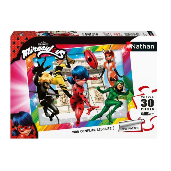 Puzzle 30 pièces : Miraculous : Ladybug et ses amis super-héros - Nathan-Ravensburger-86385
