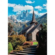 Puzzle 1000 pièces : La chapelle des Praz, Chamonix, Des racines et des ailes