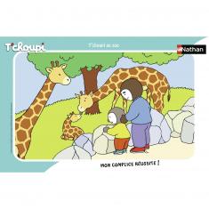Frame puzzle 15 pieces: T'choupi at the zoo
