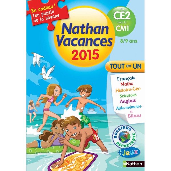 Cahier de vacances Primaire : Du CE2 vers le CM1 Nathan vacances 2015 Tout en un - Nathan-89323