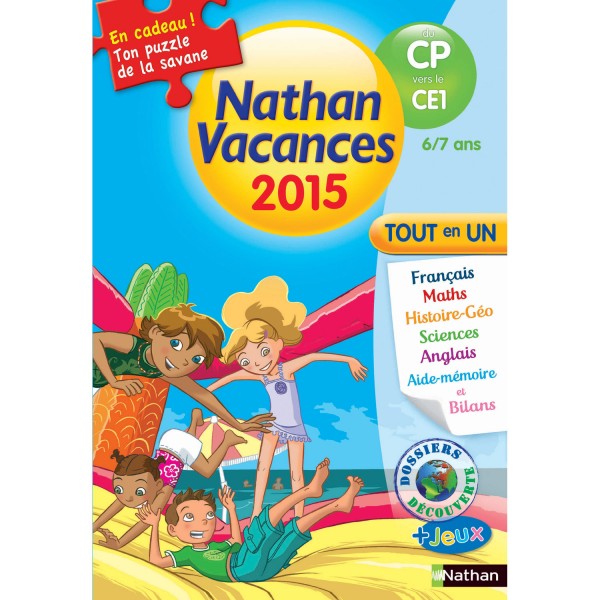 Cahier de vacances Primaire : Du CP vers le CE1 Nathan vacances 2015 Tout en un - Nathan-89321