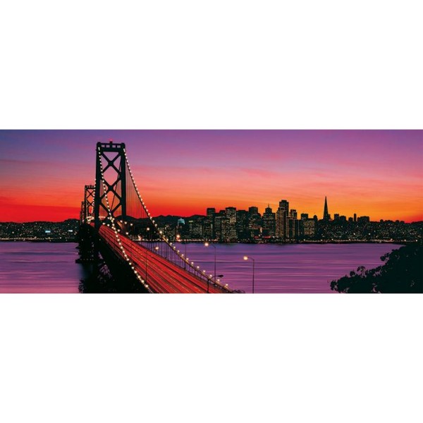 Puzzle 1000 pièces panoramique : Bay Bridge au crépuscule - Nathan-Ravensburger-87555