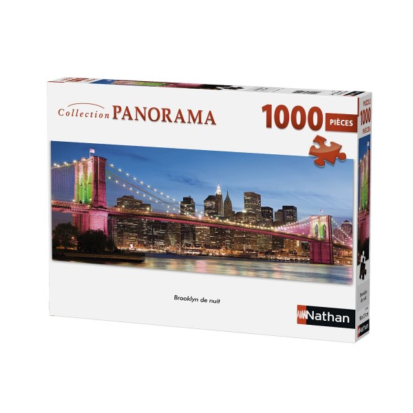 Puzzle 1000 pièces panoramique : Brooklyn de nuit - Nathan-Ravensburger-87596