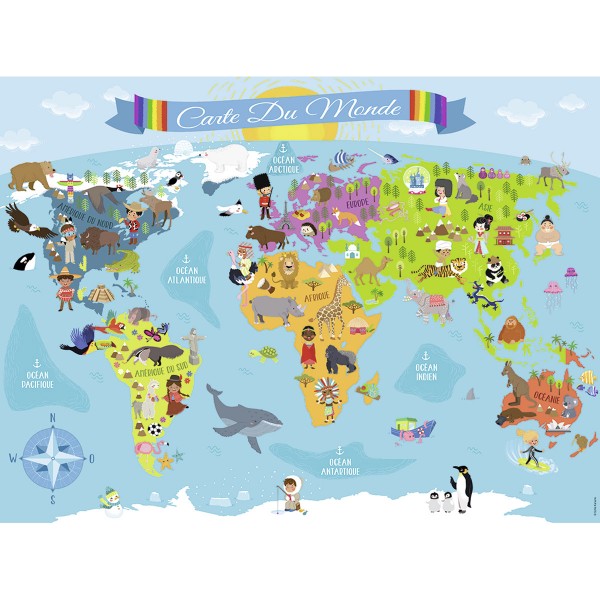 Puzzle 150 pièces : Carte du monde - Nathan-Ravensburger-86806