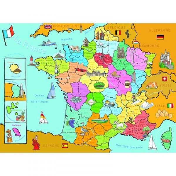 Puzzle 250 pièces - Carte de France - Nathan-Ravensburger-86933