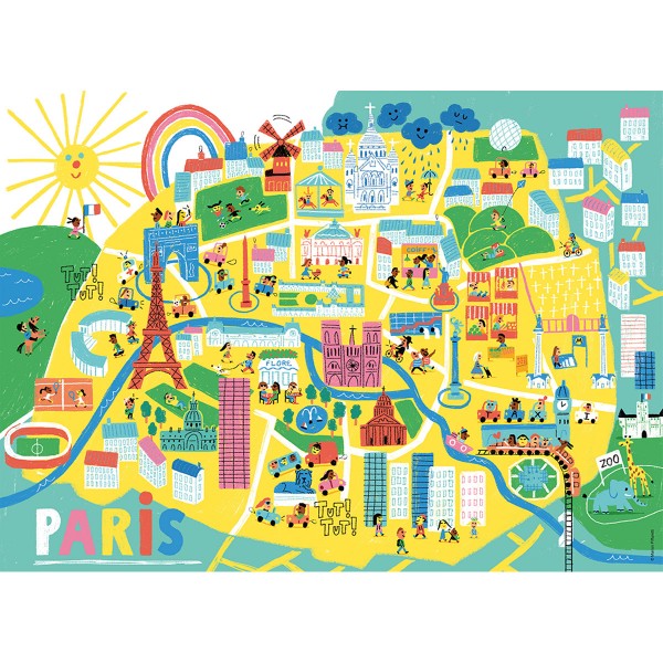 Puzzle 60 pièces : Plan de Paris - Nathan-Ravensburger-86566
